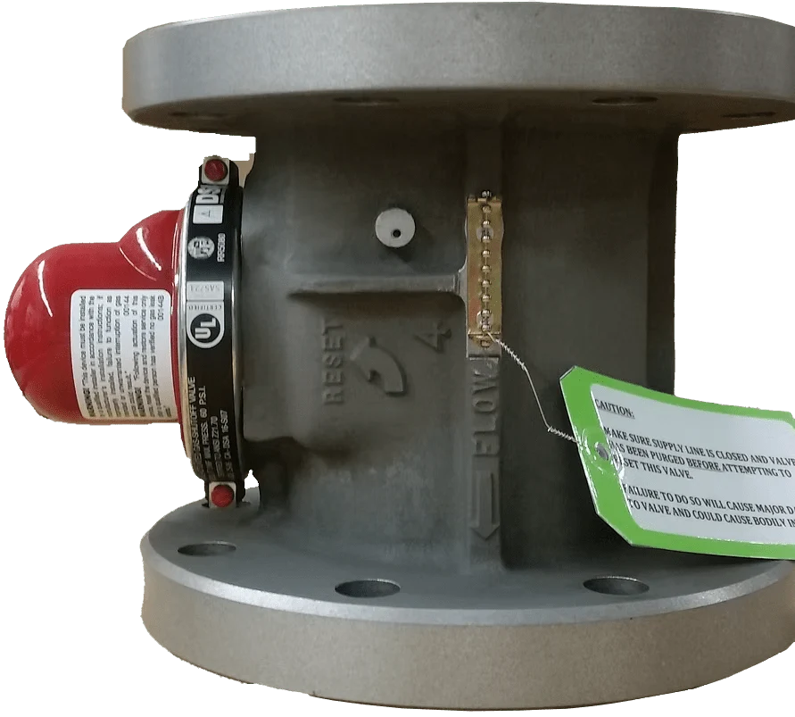 Pacific Seismic Products VT-316F Series 4" 60PSI Vertical Top Inlet Flanged High Pressure Earthquake Gas Shut-Off Valve