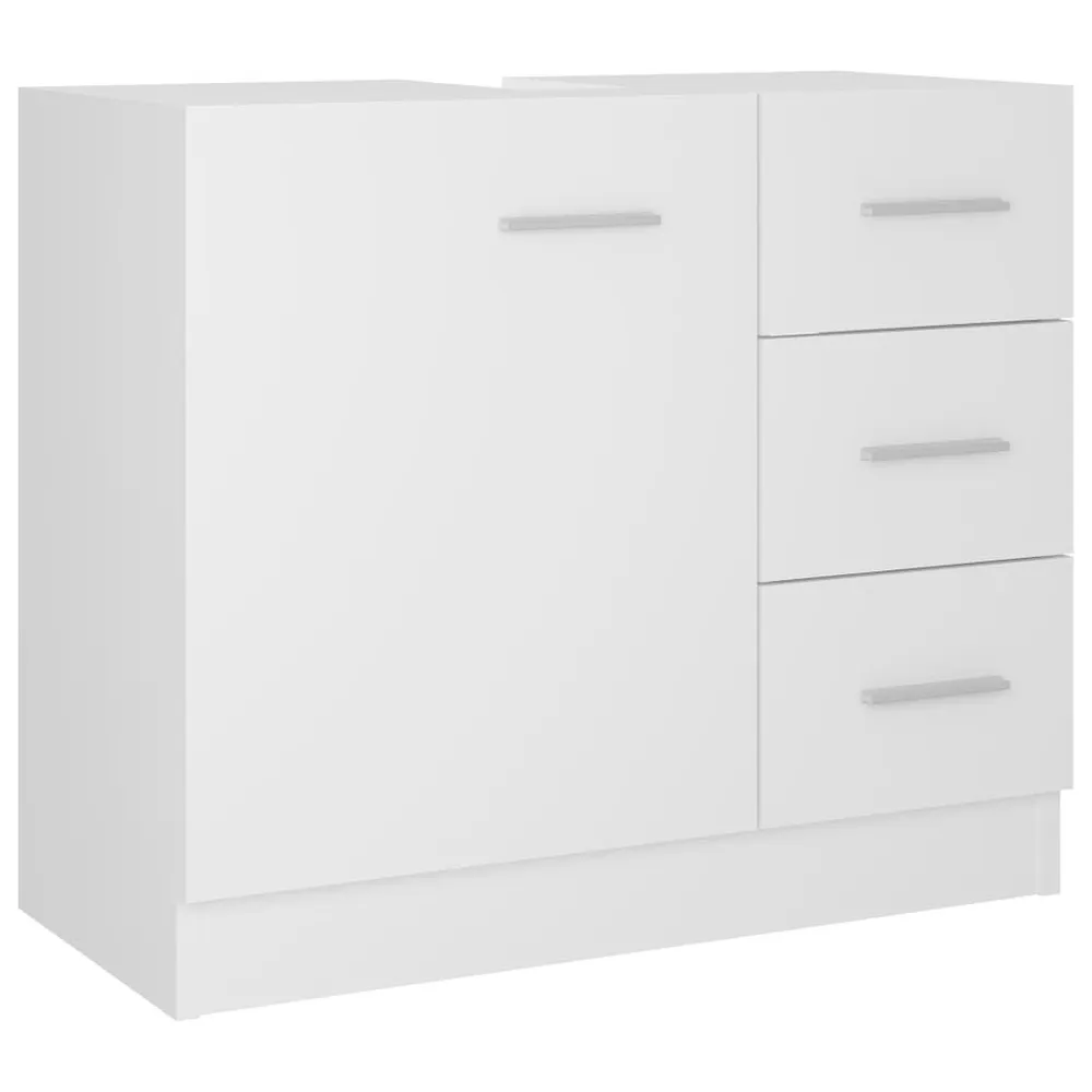 Wastafelkast 63x30x54 cm bewerkt hout hoogglans wit