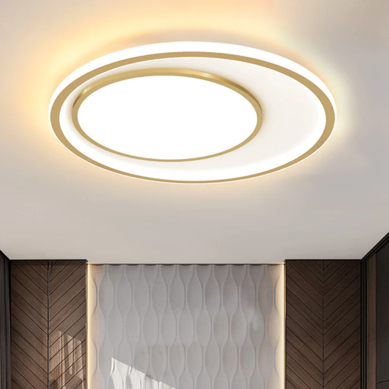 Weerbestendige Afgeronde plafondlamp modernisme acryl 16,5"/20,5" brede LED gouden inbouwverlichting