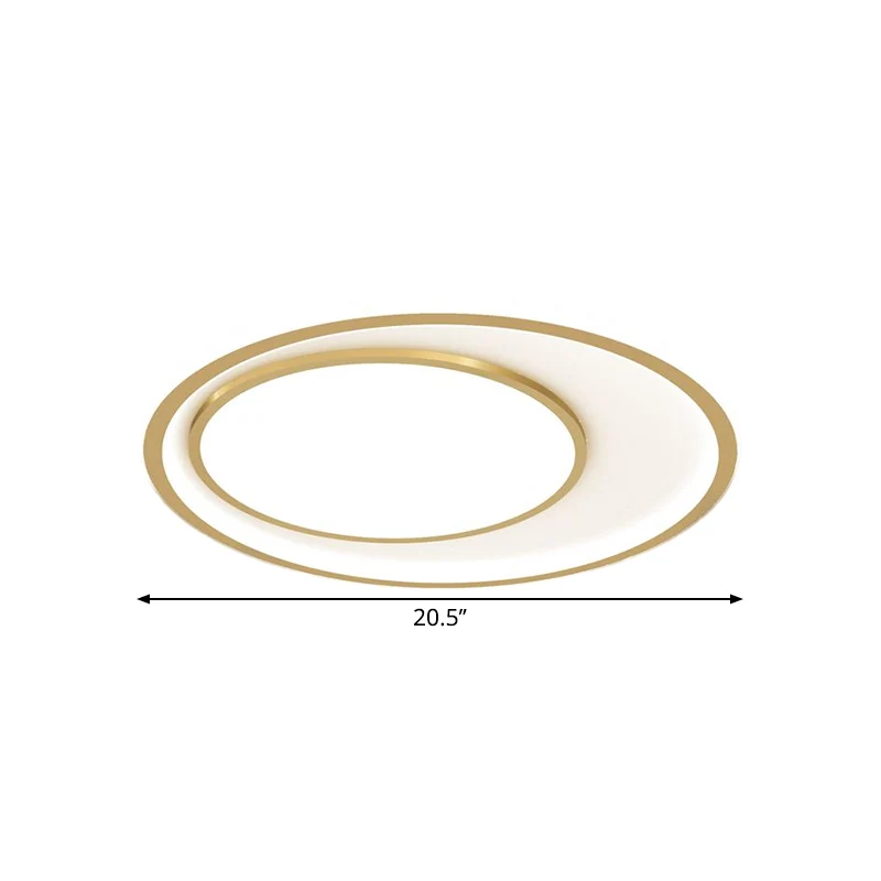 Weerbestendige Afgeronde plafondlamp modernisme acryl 16,5"/20,5" brede LED gouden inbouwverlichting