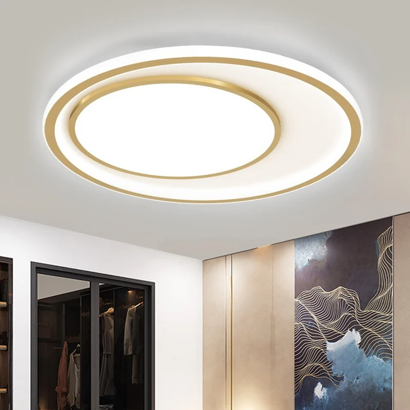 Weerbestendige Afgeronde plafondlamp modernisme acryl 16,5"/20,5" brede LED gouden inbouwverlichting