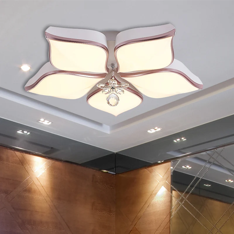 Witte bloemblaadjevormige inbouwlamp Moderne 24,5"/25,5" W LED acryl inbouwlamp met fel kristalaccent warm/wit licht (IP65)