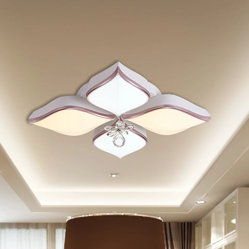 Witte bloemblaadjevormige inbouwlamp Moderne 24,5"/25,5" W LED acryl inbouwlamp met fel kristalaccent warm/wit licht (IP65)