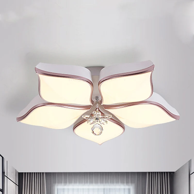 Witte bloemblaadjevormige inbouwlamp Moderne 24,5"/25,5" W LED acryl inbouwlamp met fel kristalaccent warm/wit licht (IP65)