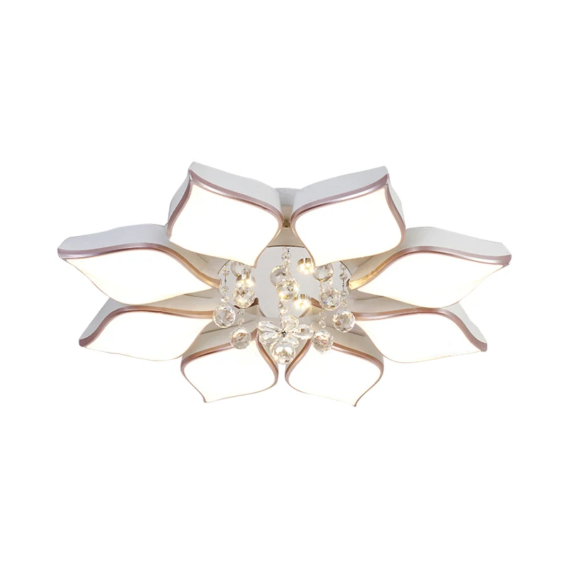 Witte bloemblaadjevormige inbouwlamp Moderne 24,5"/25,5" W LED acryl inbouwlamp met fel kristalaccent warm/wit licht (IP65)
