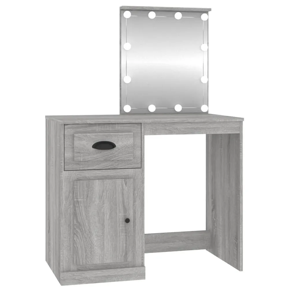 Kaptafel met LED 90x50x132,5 cm bewerkt hout grijs sonoma eiken