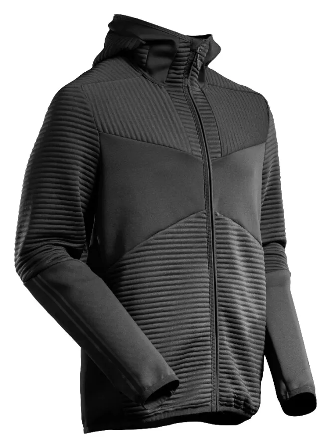 MASCOT Aangepast Fleece capuchontrui rits - 22603-681 - zwart - maat 3XL