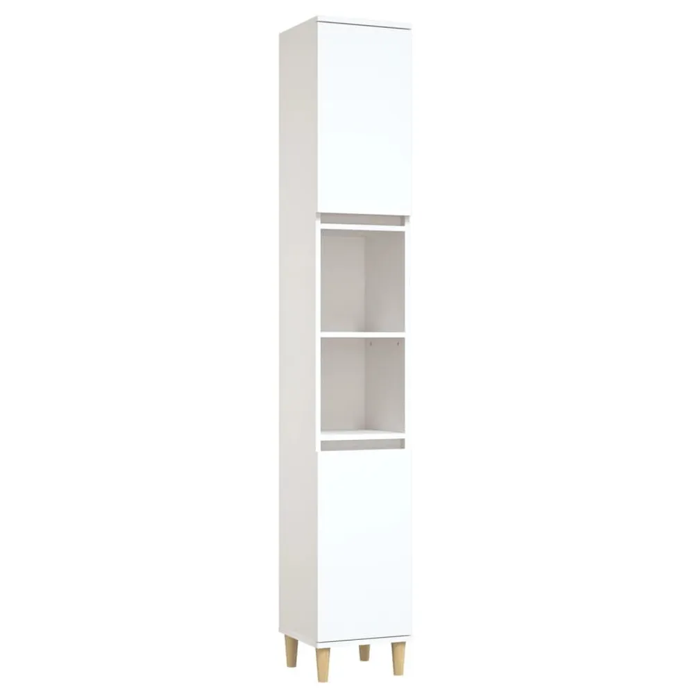Badkamerkast 30x30x190 cm bewerkt hout wit