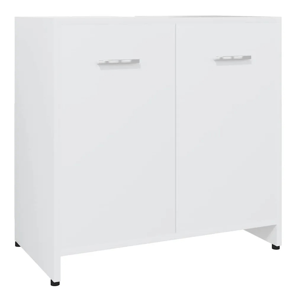 Badkamerkast 60x33x61 cm bewerkt hout hoogglans wit