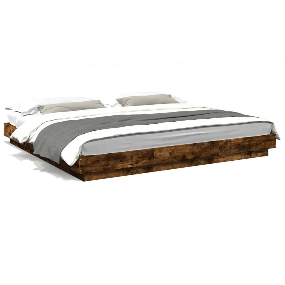 Bedframe bewerkt hout gerookt eikenkleurig 200x200 cm Eco-Vriendelijke Samenstelling