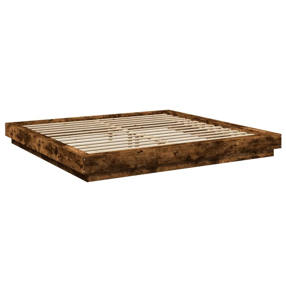 Bedframe bewerkt hout gerookt eikenkleurig 200x200 cm Eco-Vriendelijke Samenstelling
