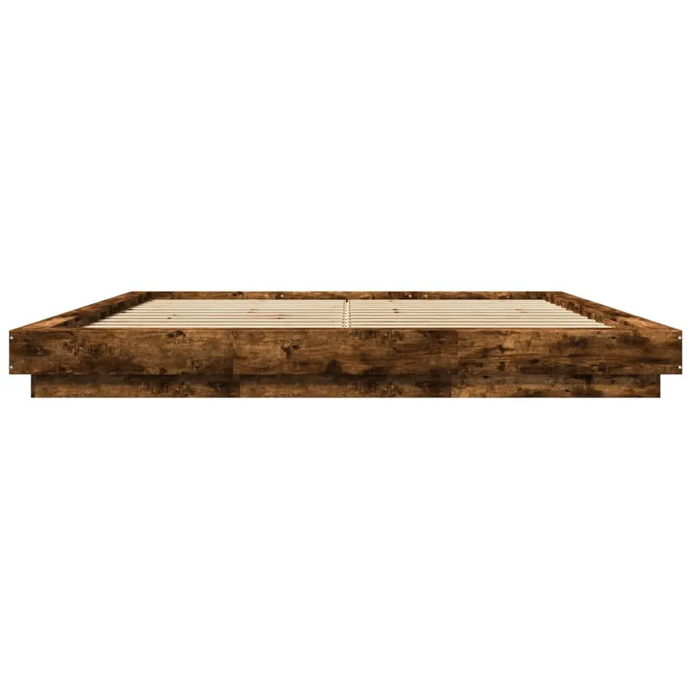 Bedframe bewerkt hout gerookt eikenkleurig 200x200 cm Eco-Vriendelijke Samenstelling