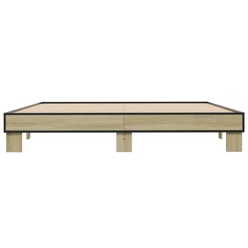 Bedframe bewerkt hout metaal sonoma eikenkleurig 200x200 cm