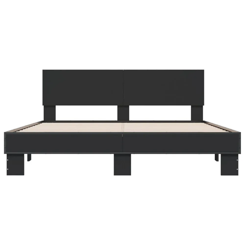Bedframe bewerkt hout metaal zwart 160x200 cm