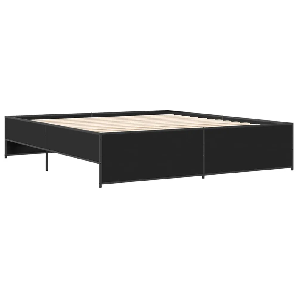 Bedframe bewerkt hout metaal zwart 180x200 cm