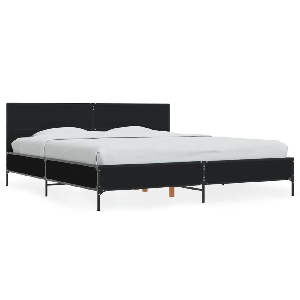 Bedframe bewerkt hout metaal zwart 200x200 cm Snel Uithardend