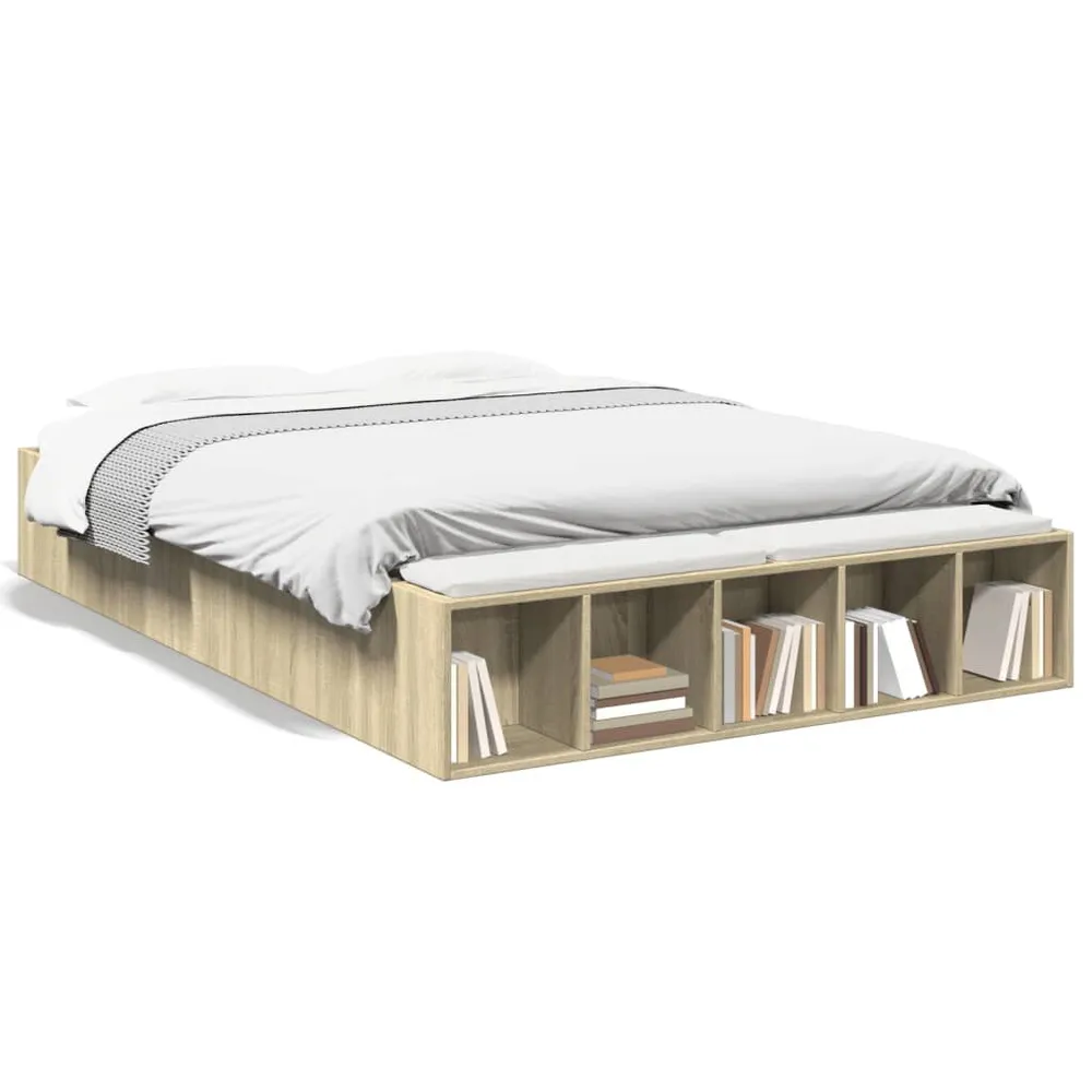 Bedframe bewerkt hout sonoma eikenkleurig 120x200 cm