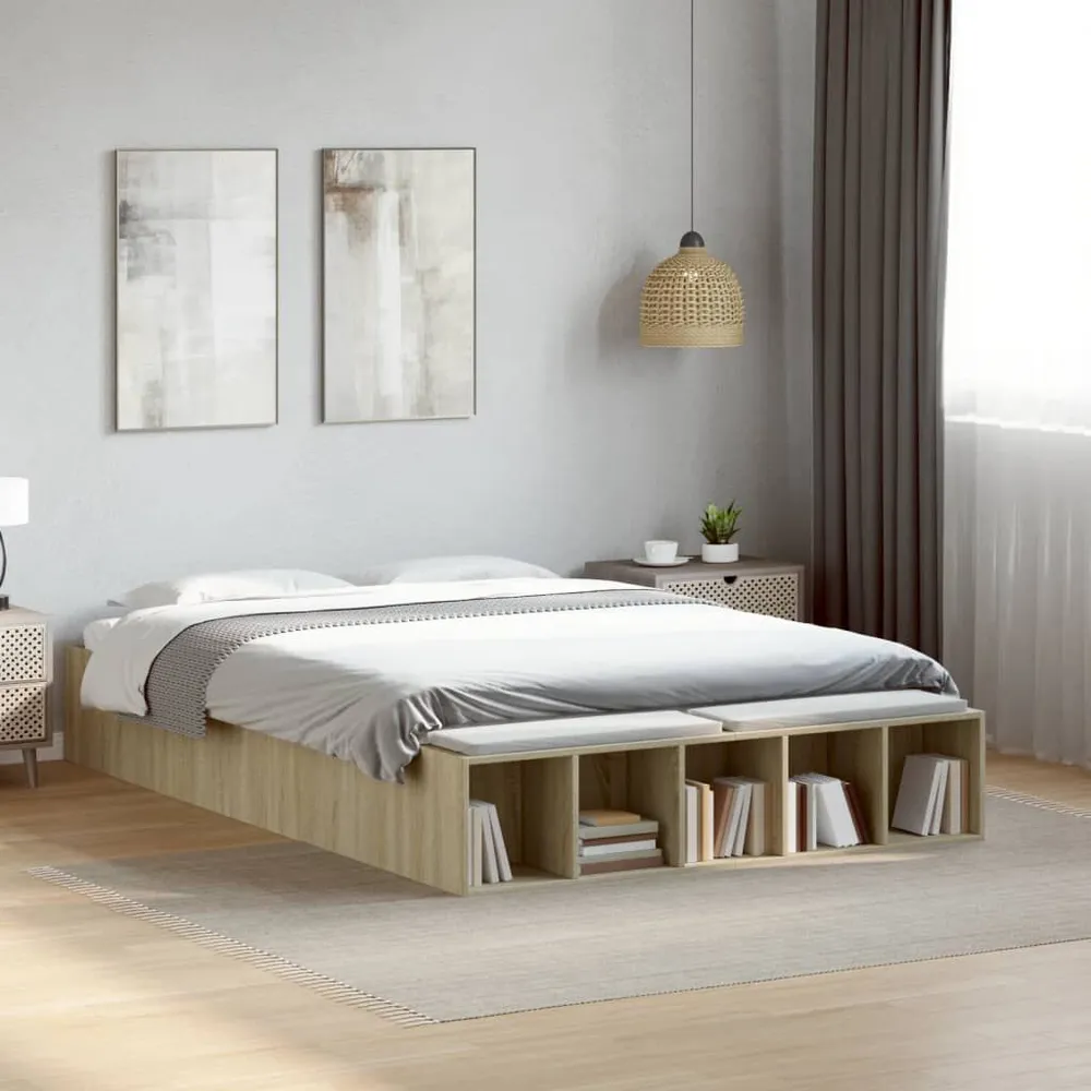 Bedframe bewerkt hout sonoma eikenkleurig 120x200 cm