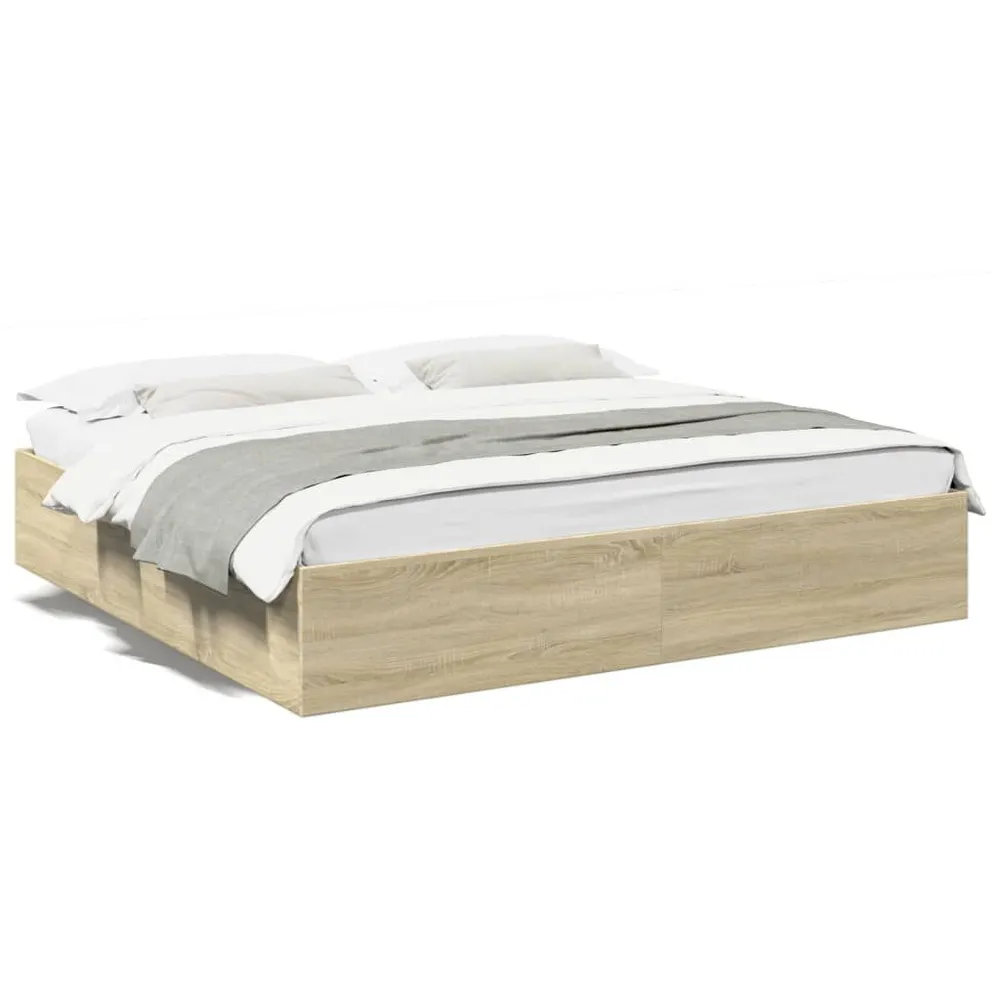 Bedframe bewerkt hout sonoma eikenkleurig 180x200 cm