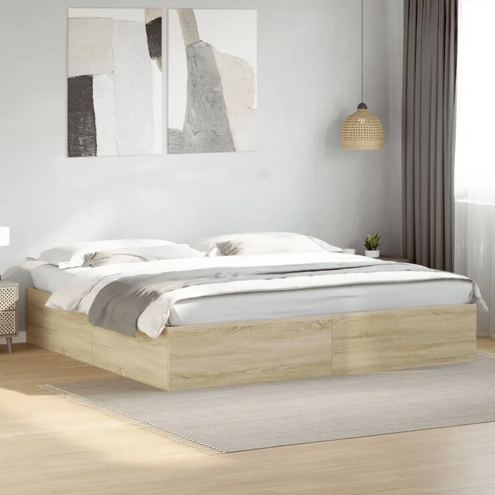 Bedframe bewerkt hout sonoma eikenkleurig 180x200 cm