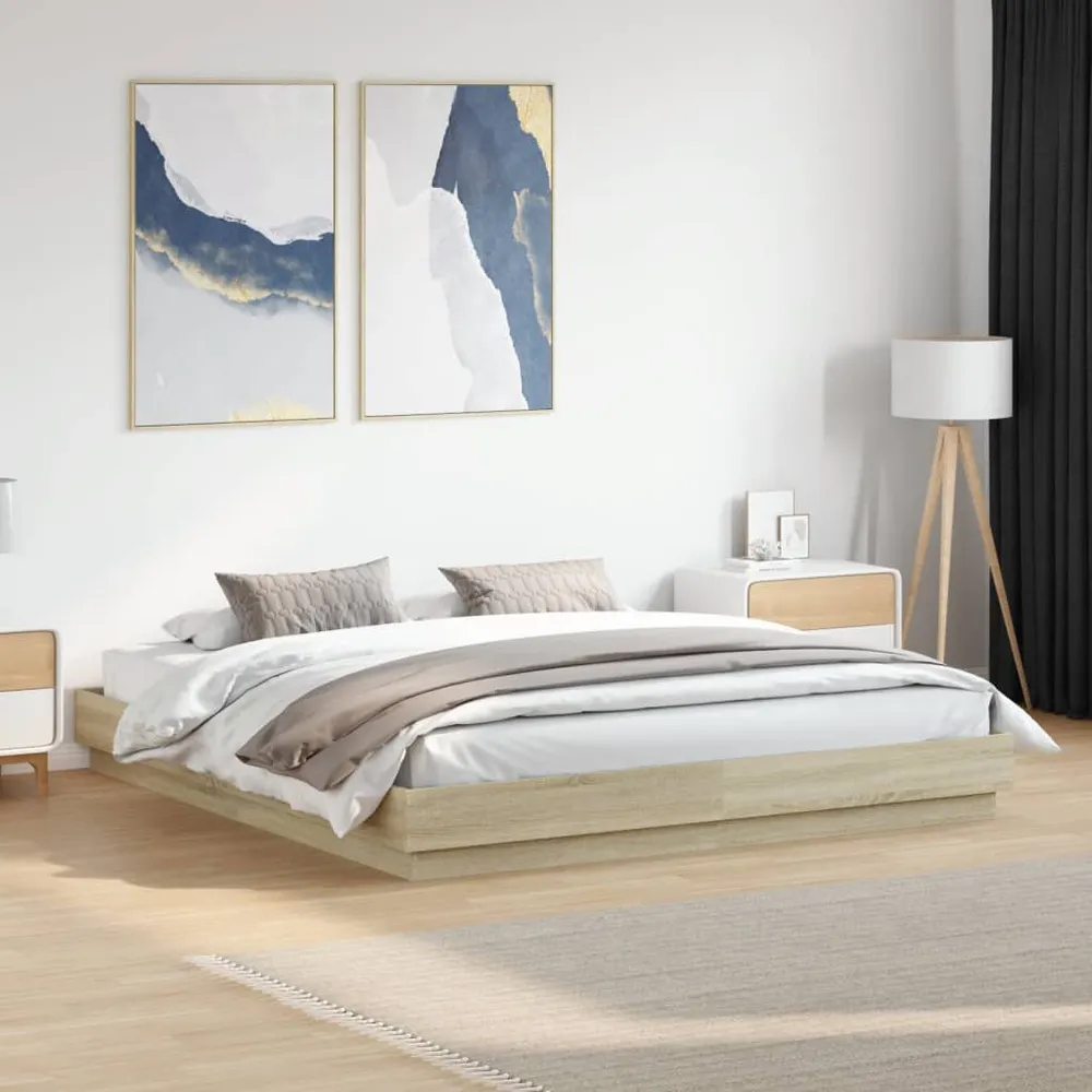 Bedframe bewerkt hout sonoma eikenkleurig 180x200 cm