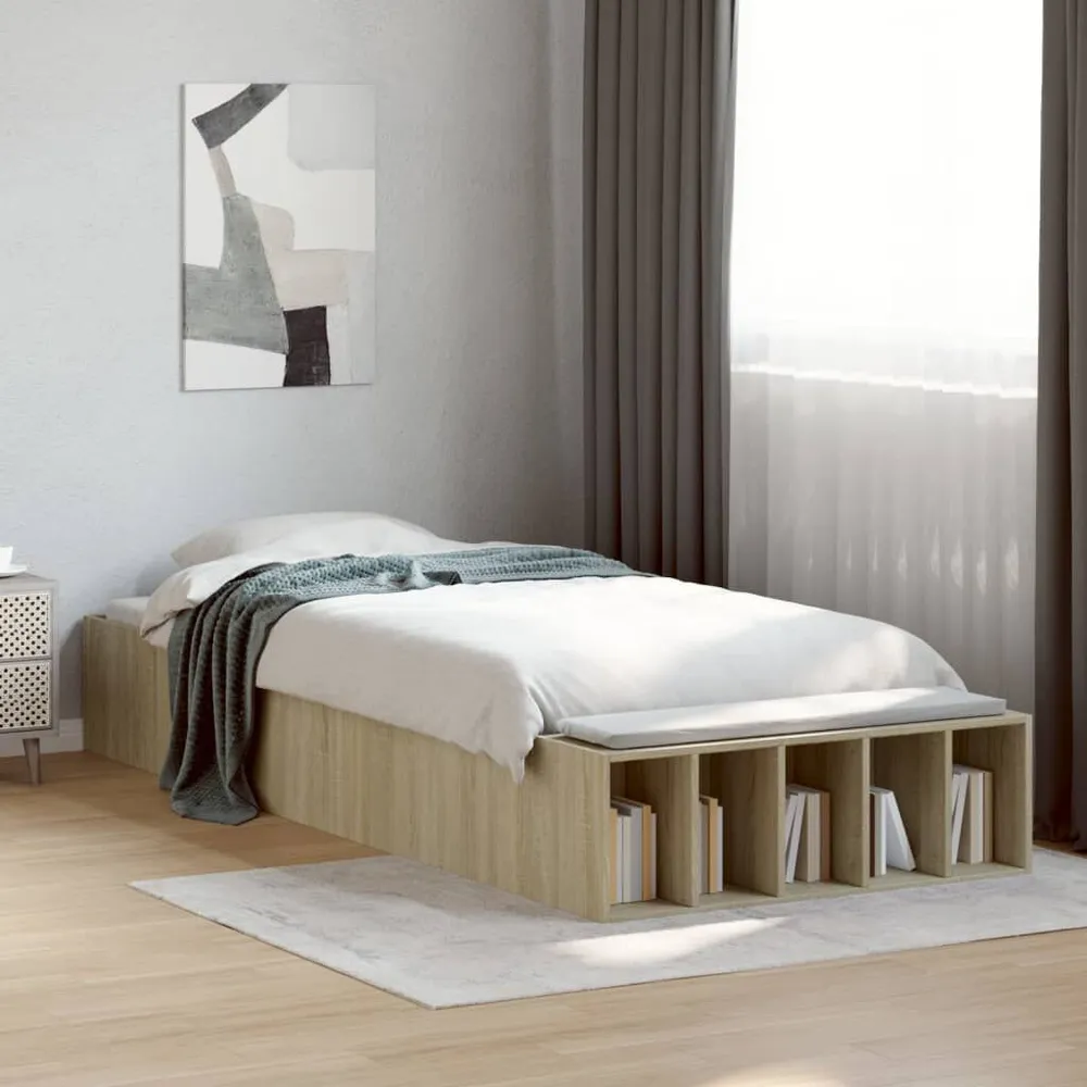 Bedframe bewerkt hout sonoma eikenkleurig 90x190 cm