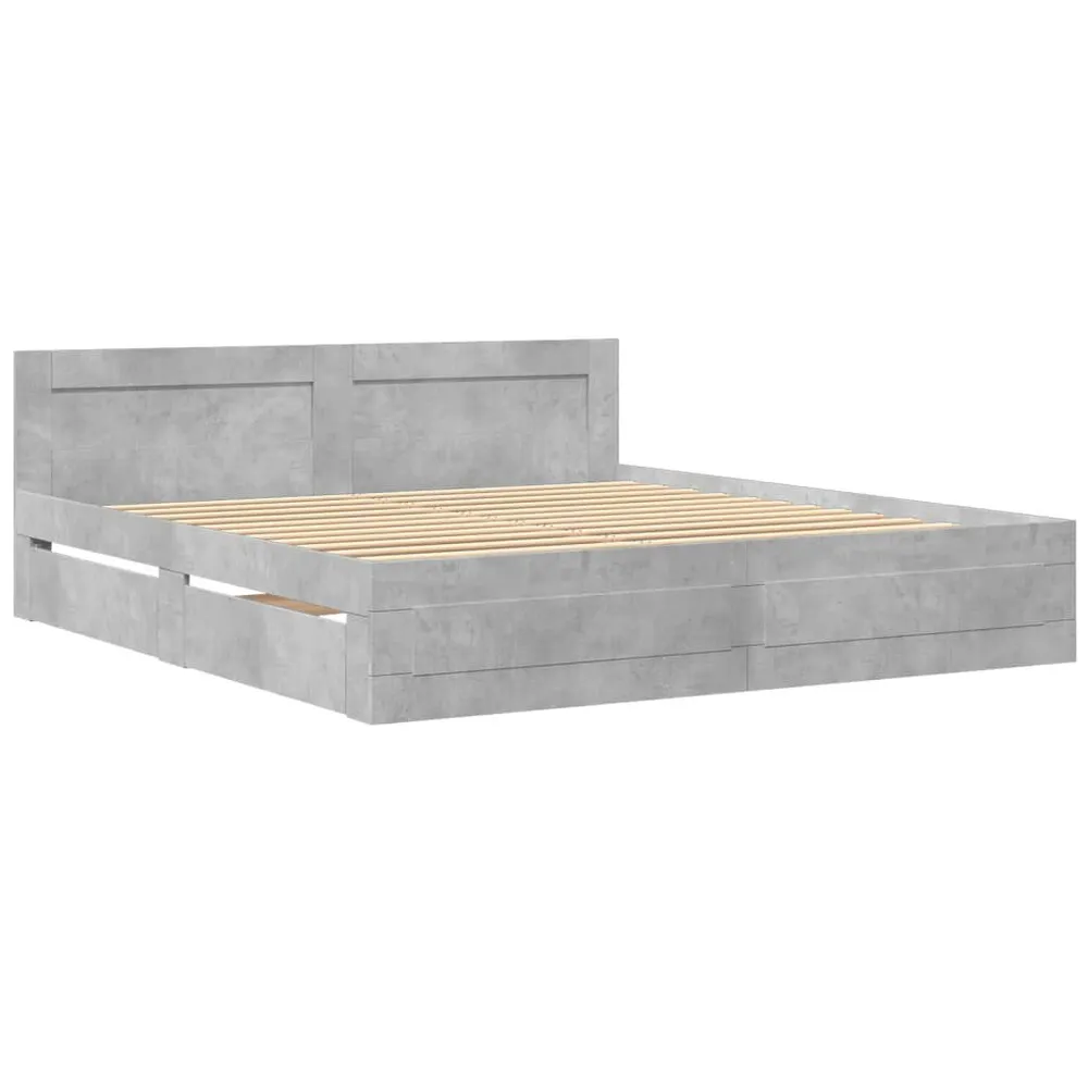 Bedframe met hoofdeinde bewerkt hout betongrijs 180x200 cm
