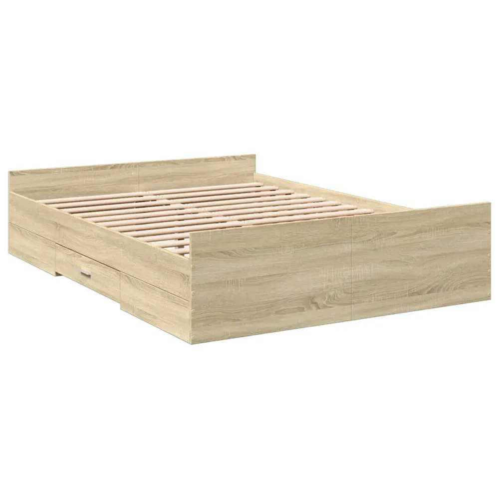 Bedframe met lades bewerkt hout sonoma eikenkleurig 140x190 cm
