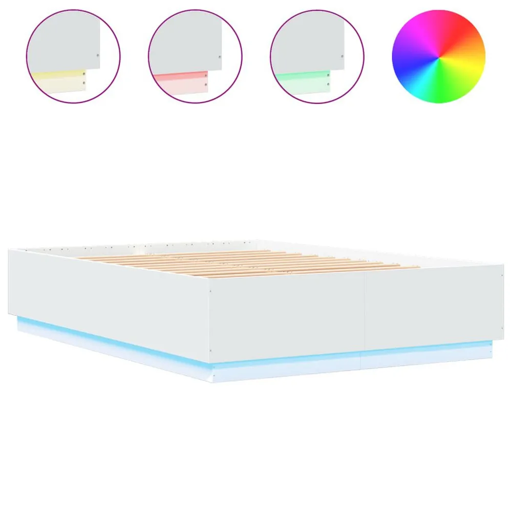 Bedframe met LED-verlichting bewerkt hout wit 160x200 cm