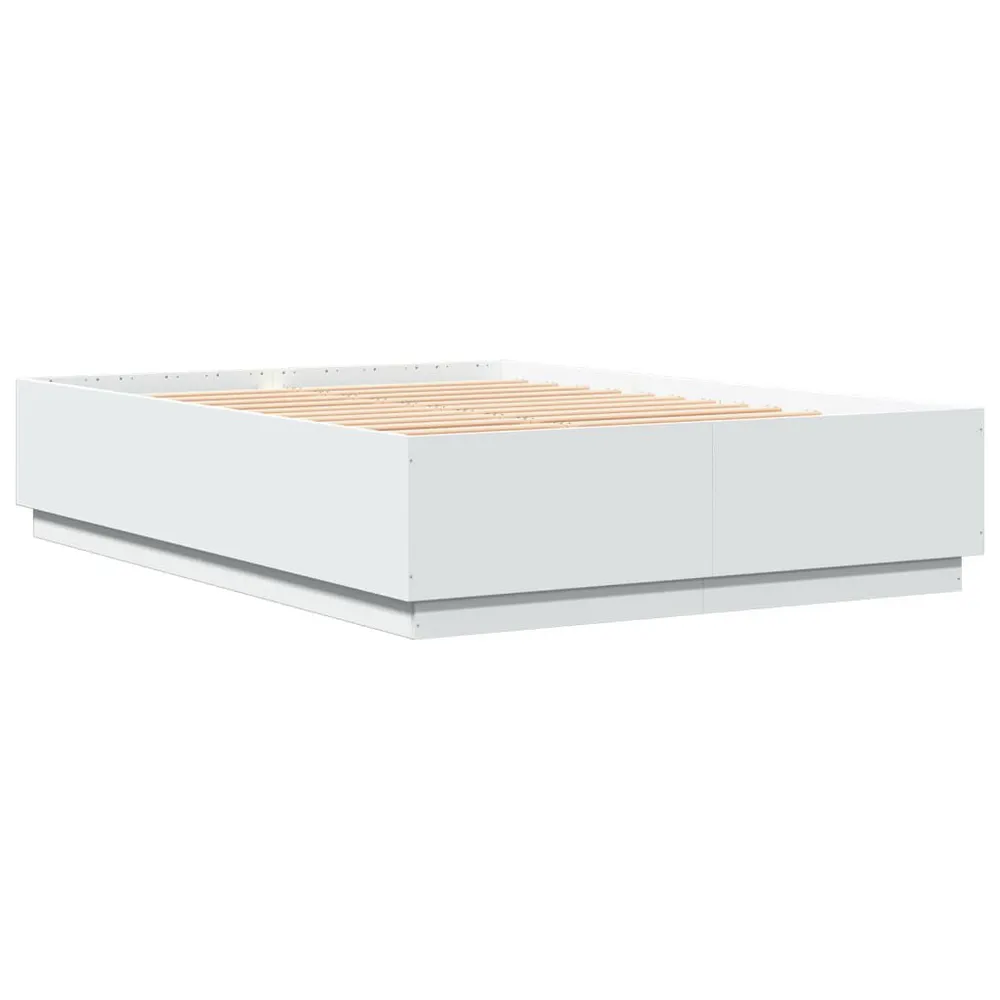 Bedframe met LED-verlichting bewerkt hout wit 160x200 cm