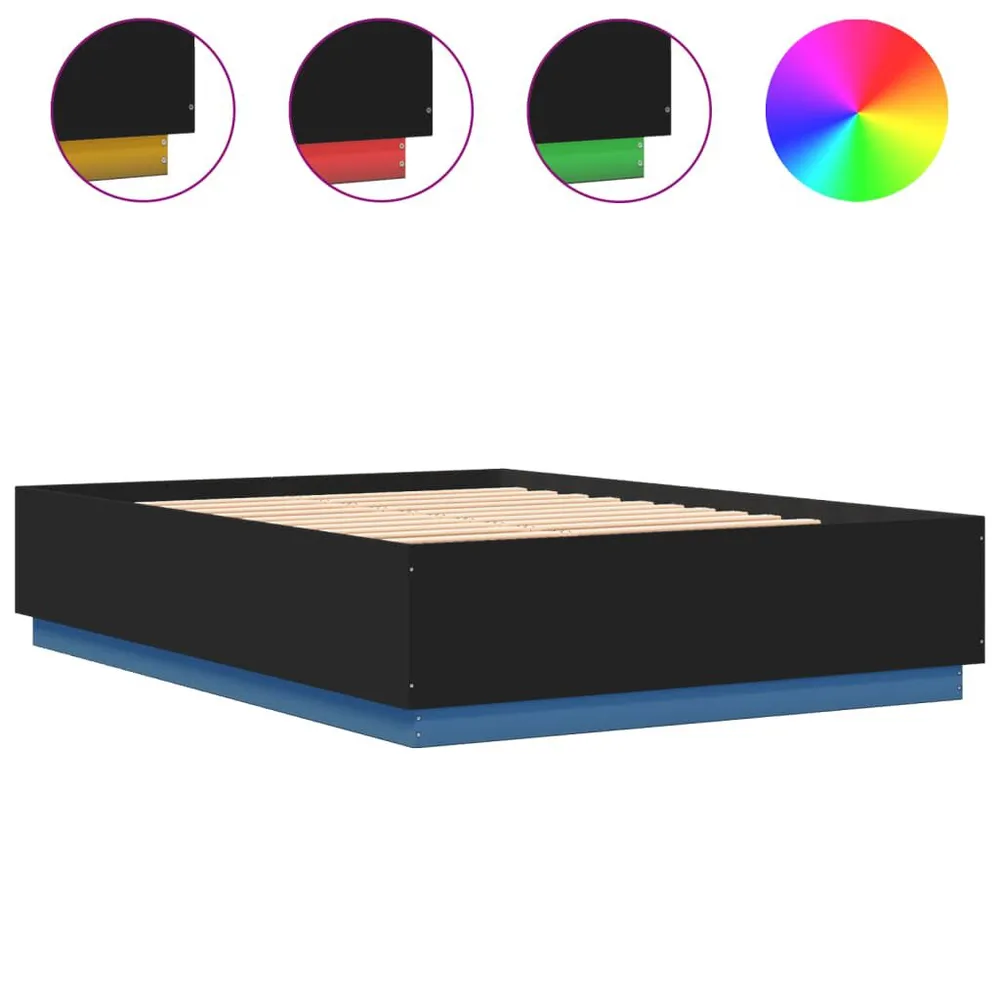 Bedframe met LED-verlichting bewerkt hout zwart 160x200 cm