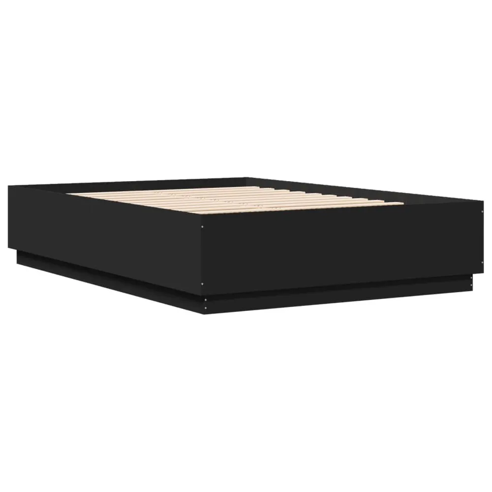 Bedframe met LED-verlichting bewerkt hout zwart 160x200 cm