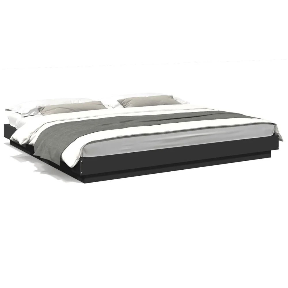 Bedframe met LED-verlichting bewerkt hout zwart 180x200 cm