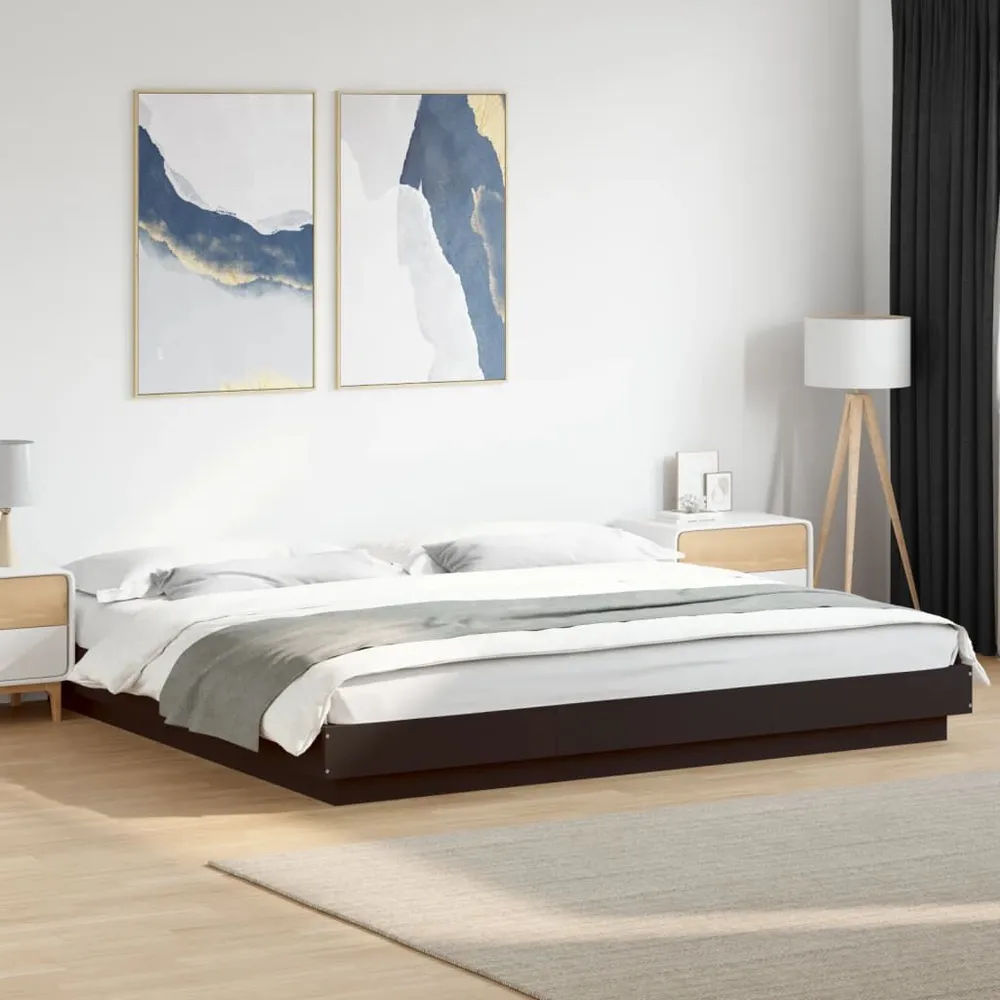 Bedframe met LED-verlichting bewerkt hout zwart 180x200 cm