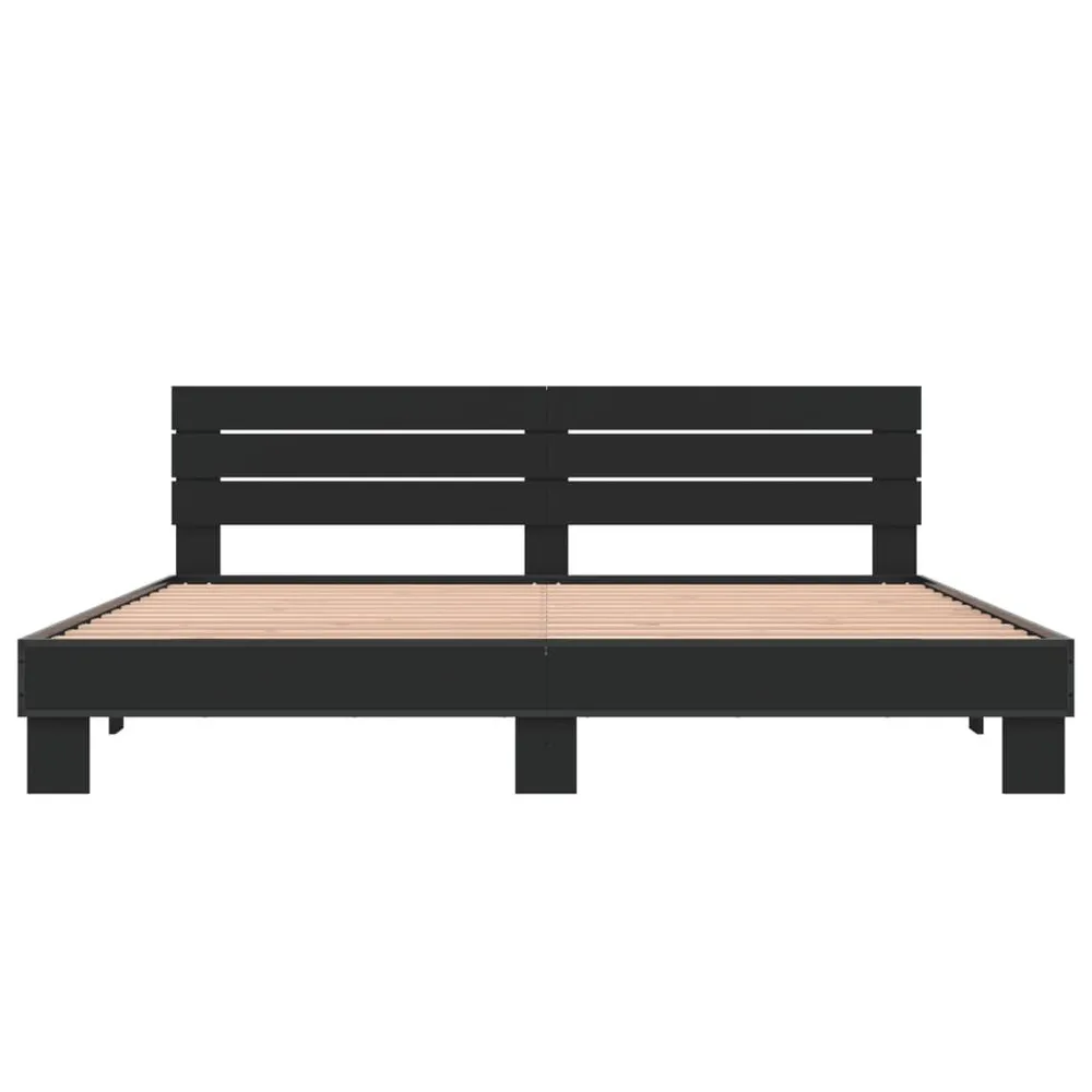 Binnenschilderwerk Bedframe bewerkt hout metaal zwart 200x200 cm