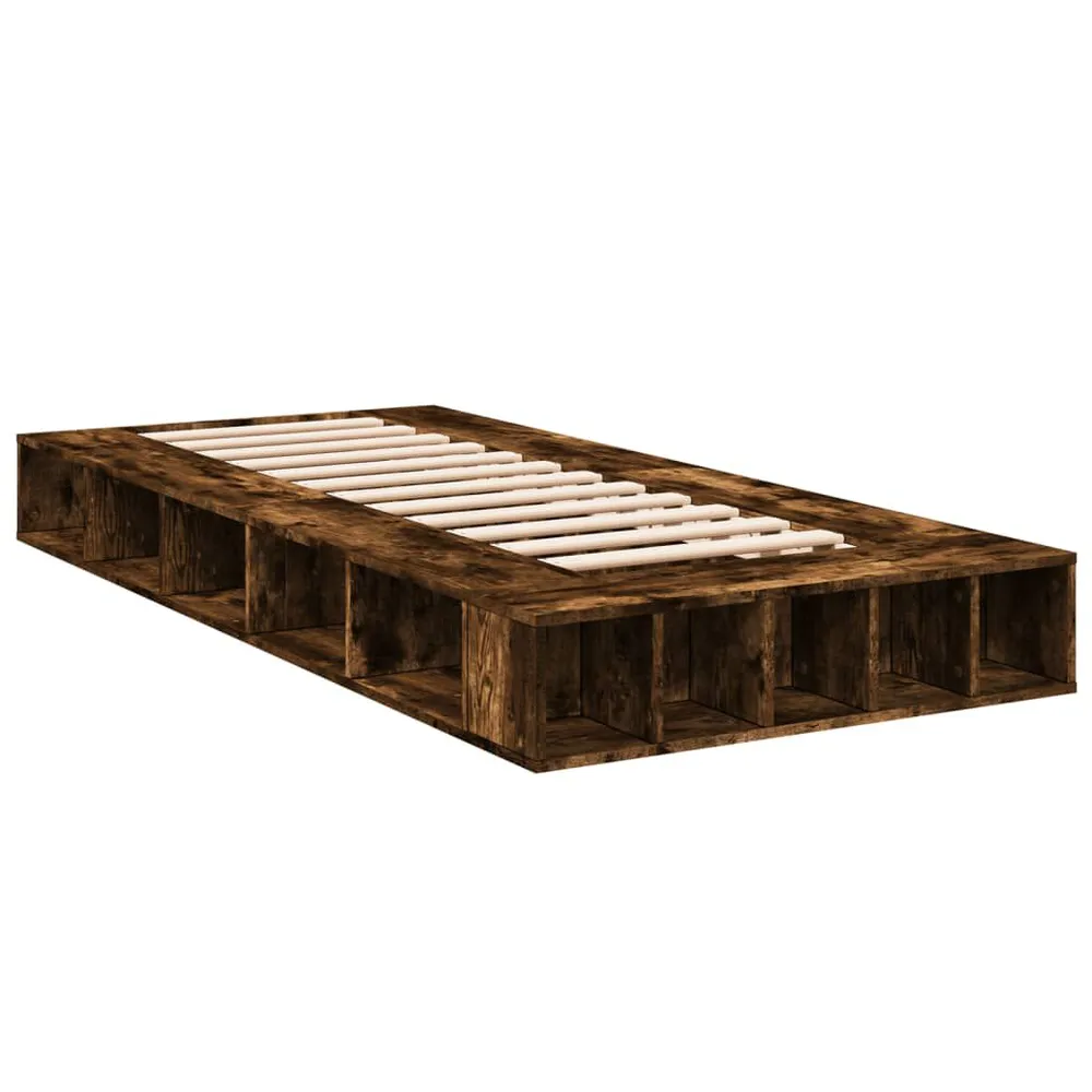 Dakreparatie Bedframe bewerkt hout gerookt eikenkleurig 100x200 cm