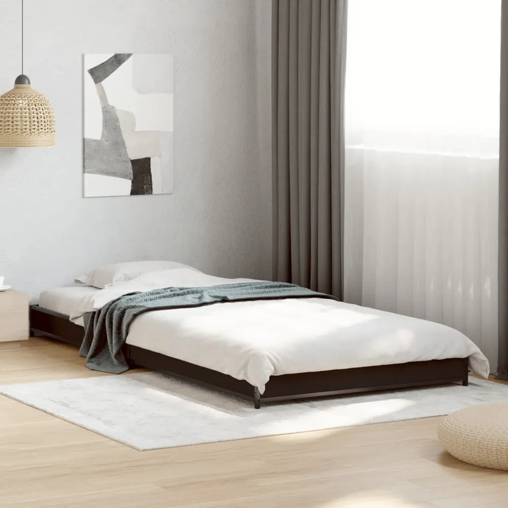 Professionele Kwaliteit Bedframe bewerkt hout en metaal zwart 90x200 cm