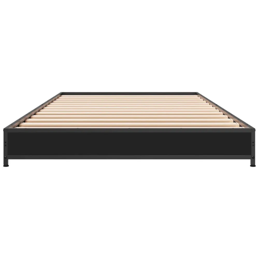 Professionele Kwaliteit Bedframe bewerkt hout en metaal zwart 90x200 cm