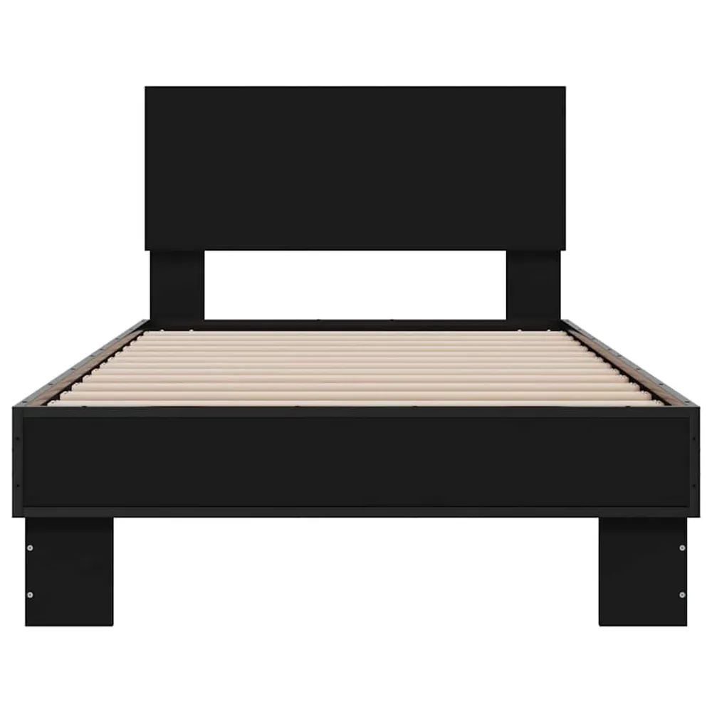Professionele Kwaliteit Bedframe bewerkt hout en metaal zwart 90x200 cm