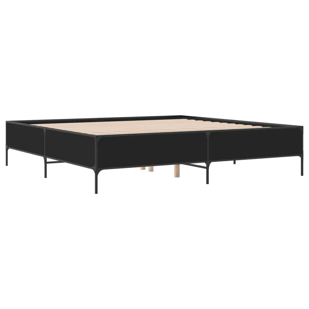 Vochtwerend Bedframe bewerkt hout metaal zwart 200x200 cm