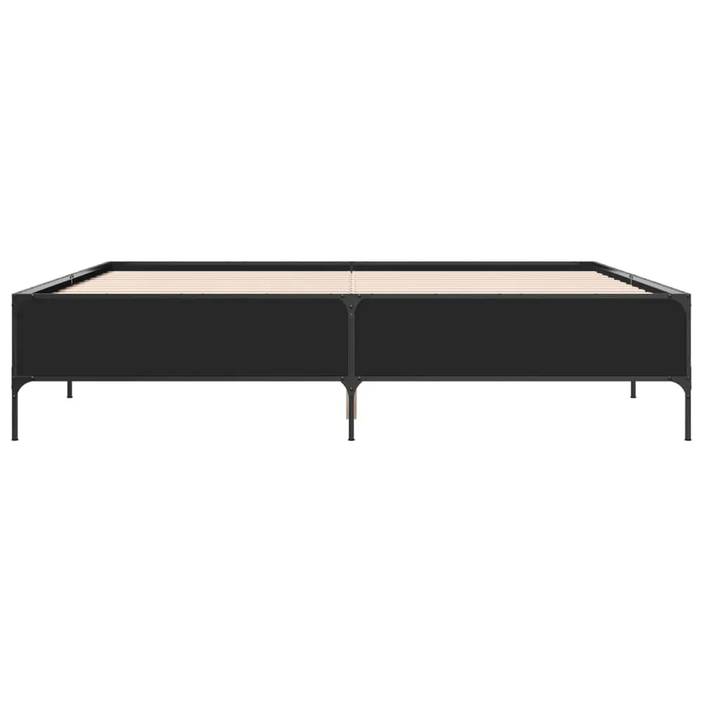 Vochtwerend Bedframe bewerkt hout metaal zwart 200x200 cm