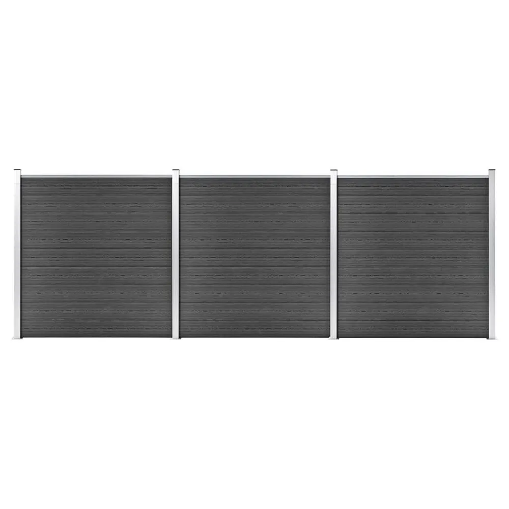 Schuttingpanelenset 526x186 cm HKC zwart