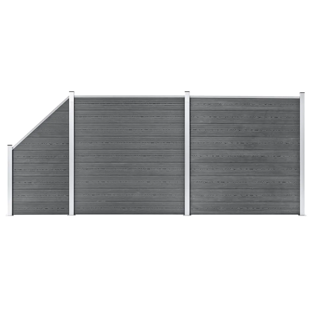 Schuttingset 2 vierkant en 1 schuin 446x186 cm HKC grijs