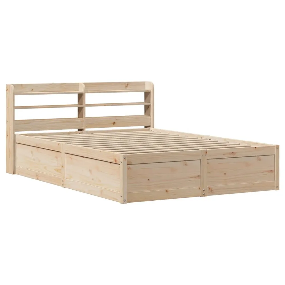 Bedframe met hoofdbord massief grenenhout 140x190 cm