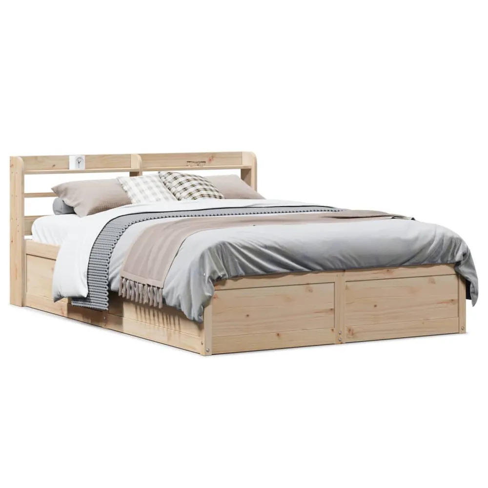 Bedframe met hoofdbord massief grenenhout 140x190 cm