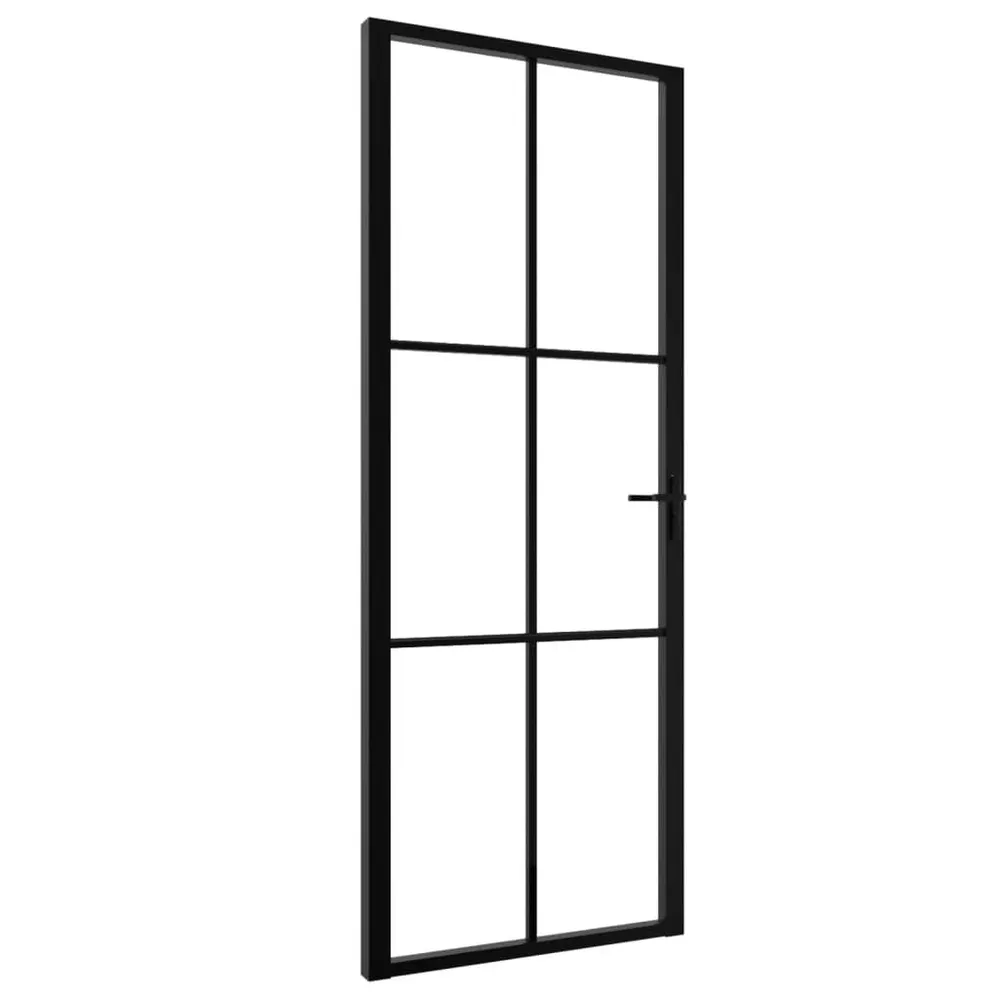 Binnendeur 76x201,5 cm ESG-glas en aluminium zwart
