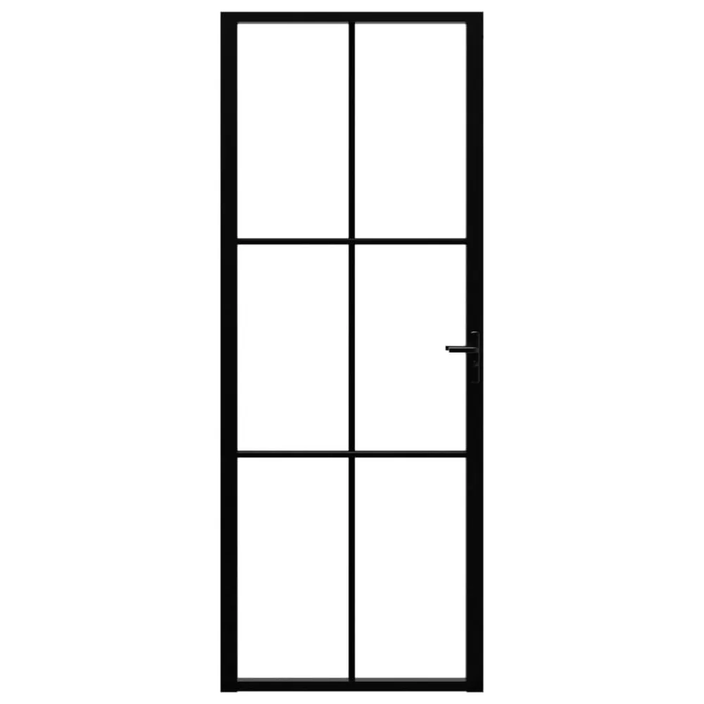 Binnendeur 76x201,5 cm ESG-glas en aluminium zwart