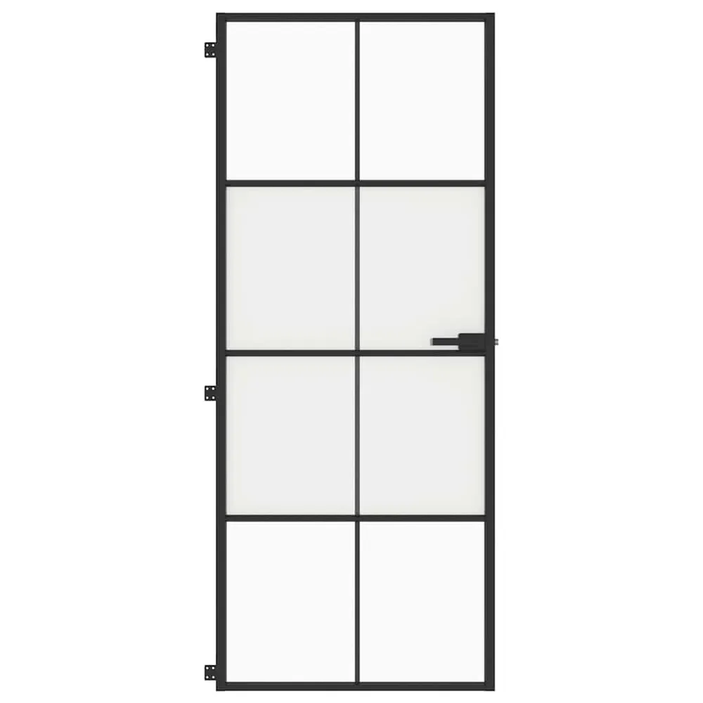 Binnendeur beperkt 83x201,5 cm gehard glas en aluminium zwart