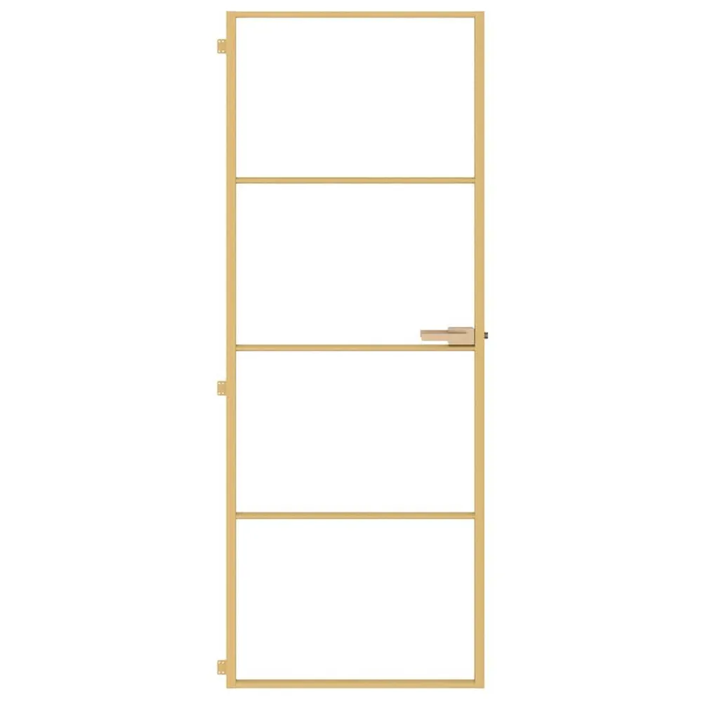 Binnendeur nauw 76x201,5 cm gehard glas en aluminium goudkleur