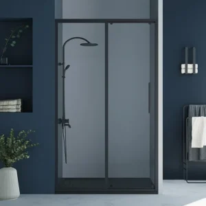 Doucheschuifdeur industriële stijl - Zwart mat - 120 x 195 cm - TORONI - Koop nu online